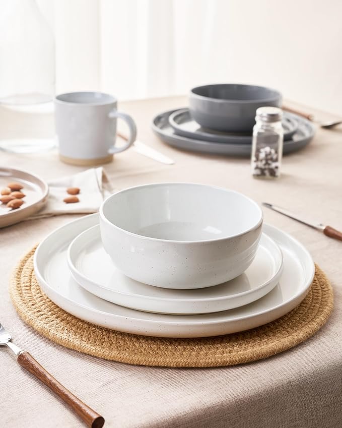 Famiware Milkyway 16-Piece Dinnerware Set with Mugs, Multi-color | Stoneware Plates and Bowls for 4, Dishes Set for Everyday/Formal Use, Microwave/Dishwasher Safe, Chip/Scratch Resistant