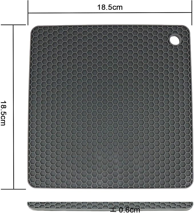 Silicone Trivets for Hot Dishes, Pots and Pans, Hot Pads for Kitchen, Dark Grey Silicone Pot Holders Mats for Kitchen Quartz Counter Heat Resistant Mat, Flexible Trivet Mat Set 4