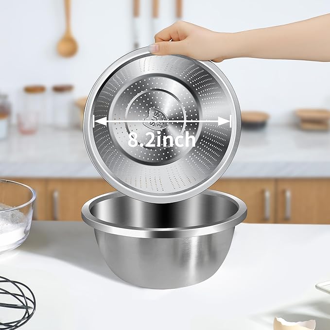 Gulex Colander Stainless Steel 4-quart with Bowls,Strainer for Kitchen(2PC)