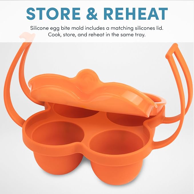 AROMA® Silicone Egg Bite Mold and Mini Muffin Tray with Storage Lid and Handles (8-Cup Digital Rice Cooker Accessories)