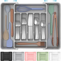 ukeetap Extra Large Expandable Silverware Organizer, Flatware Tray,Gray | BPA-Free Food-Safe Kitchen Utensil Cutlery Drawer Organizer, Adjustable Silverware Holder for Spoons Forks Knives