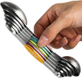 Magnetic Measuring Spoons Stainless Steel Dual Sided Teaspoons Tablespoons | for Measuring Dry and Liquid Ingredients Set of 6
