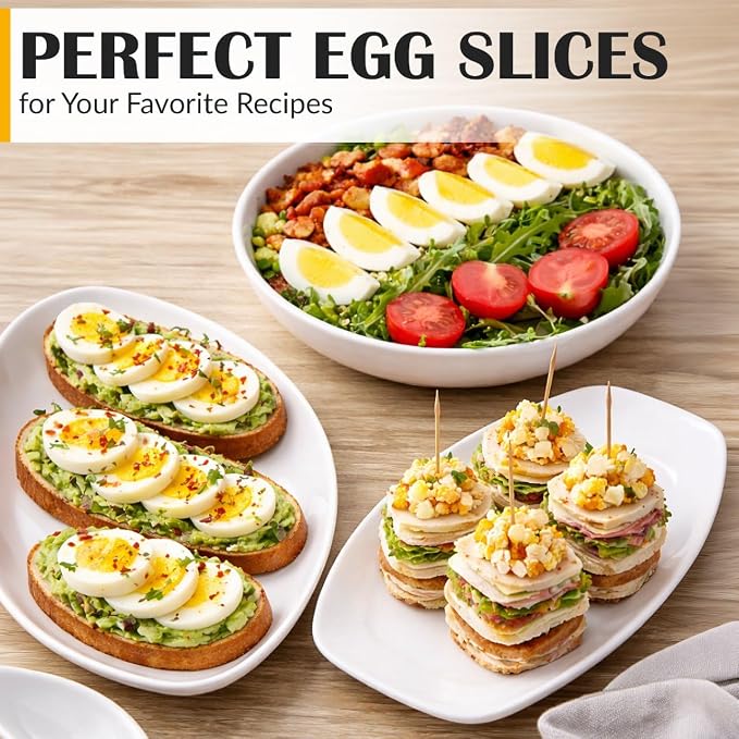 CraftyCrocodile Egg Slicer for Hard Boiled Eggs - 3 Slice Modes Egg Cutter, Heavy Duty, Stainless Steel Dicer - Kitchen Chopper Tool for Strawberry, Mushroom, Grape, Cherry Tomato - Blue