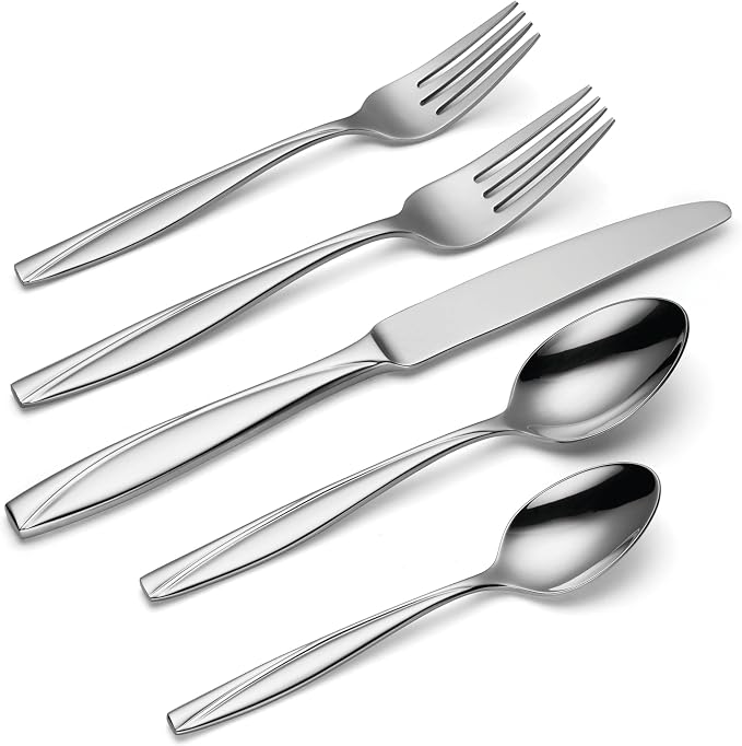 Oneida Camlynn 20-Piece 18/0 Silverware Set for 4, Flatware | mirror finish, dishwasher safe | includes knives, forks, and spoons | heavy duty, cutlery set for kitchen and dining