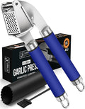 ORBLUE Garlic Press and Peeler Set, Stainless Steel - Professional Grade Mincer, Crusher - Dishwasher Safe & Rust-proof, Blue