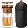 ZENS Glass Infuser Teapot, One Touch Tea Maker for Loose Leaf Tea, Walnut | Modern Tea Diffusers, Magic Tea Pot with 9oz Insulated Mug and Portable Bag for Tea Lovers Gifts