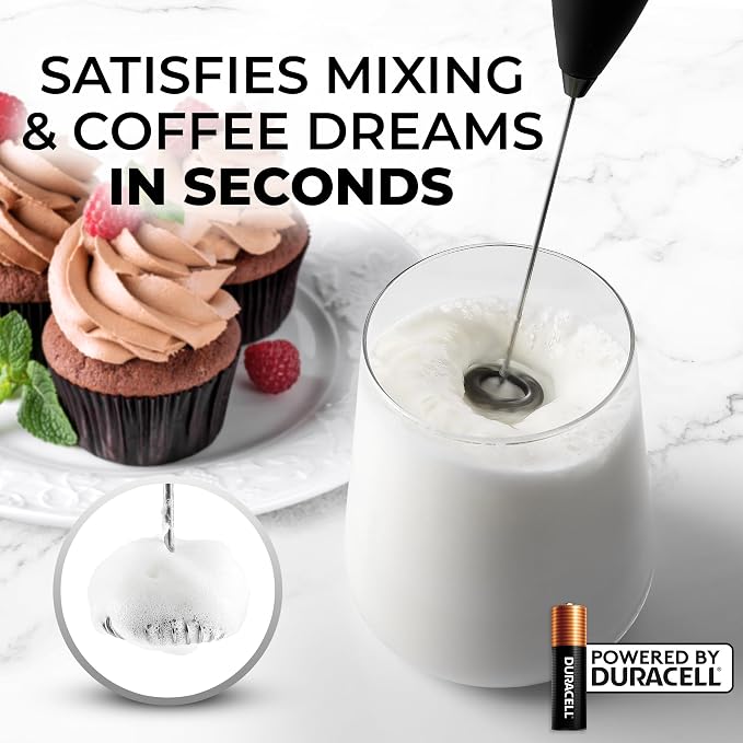 Zulay Powerful Milk Frother for Coffee with Upgraded Titanium Motor - Handheld Electric Whisk, Milk Foamer, Mini Mixer & Coffee Blender for Frappe, Latte, Matcha, No Stand - Graphite Black