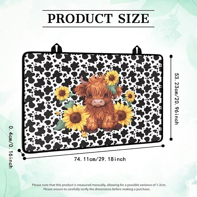 Cartoon Highland Cow Sunflower Print Stove Top Covers Waterproof Electric Stove Cover Mat 29.18 x 20.96 inch Glass Cooktop Protector Large Coffee Machine Mat for Flat RV Range