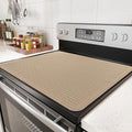 Stove Top Cover for Electric Stove - Food Grade Ceramic Stove top Cover, Silicone XXL Dish Drying Mat, Glass Cooktop Covers, Flat RV Range top Mats (Taupe,28x20)