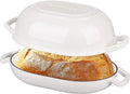 VORRINGARD Enameled Cast Iron Sourdough Bread Oven, Dutch Oven, Loaf Cast Iron Bread Pan for Homemade Bread Baking, Meatloaf Pan with Lid, 7QT, White