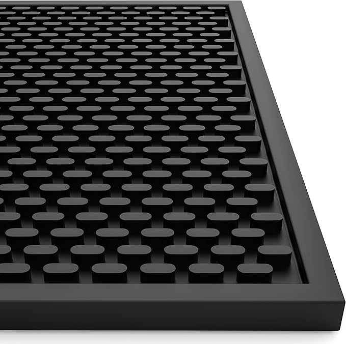 AXIESO Bar Mat 18 x 12 in - Silicone Coffee Bar Mats for Countertop | 1/2 in thick, heat-resistant, food-safe drip mat; non-slip dish drying mat for kitchen counters, restaurants and glassware