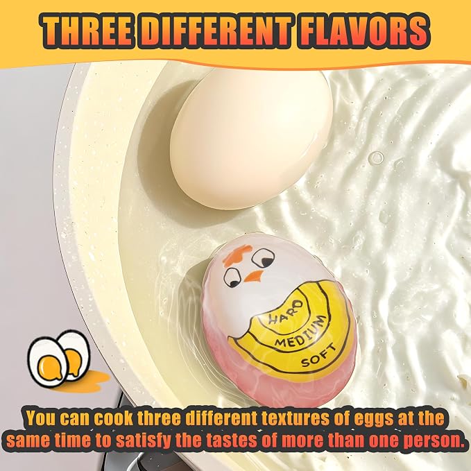 FOREV Egg Timers for Hard Boiled Eggs Timer, Yellow 2pcs | BPA-Free, Color Changing Tells When Eggs are Ready