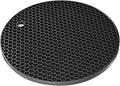 Silicone Non-Slip, Heat Resistant & Water-Trapping Trivet Mats for Water Glasses & Teacup & Coffee Cup & Dishes & Cookware, Multipurpose Kitchen Table Coaster, 5.5-Inch, Black