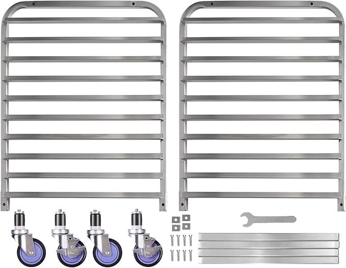 BIEAMA 10-Tier Sheet Pan Rack, NSF Aluminum Bun Pan Rack | Bakery speed Rack for Home Commercial Kitchen Bakery Cooling, 4 Wheels