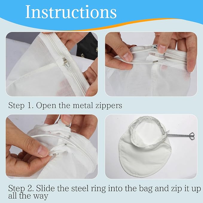 Fine Mesh Strainer, 6Pcs Cloth Strainer Bags with Steel Handle | Reusable Cotton Bags, Multipurpose Strainer Bags, Nut Milk Bags, Juice Strainer for Juicing, Coffee, Thai Tea