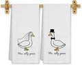 Funny Goose Hand Kithchen Dish Tea Towels for Bathroom Decor,Newlywed Wedding Gifts for Kithchen Decoration,Just Married Mr and Mrs Gifts for the Couple,16x24 Inch Set of 4