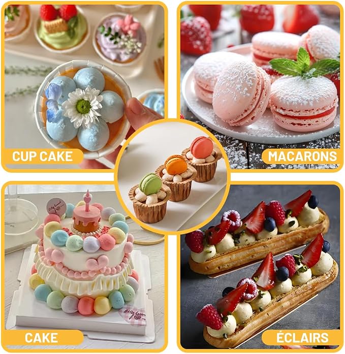 5PCS Large Round Piping Tips Set with 20PCS Large Piping Bags for Cupcake | Steel,Different Sizes Frosting Tip,18Inch Large Piping Bags,for Macarons,Cream Cookies,Cake decorating