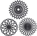 Set of 3 Silicone Trivet Mat - Hot Pot Holder Hot Pads for Table & Countertop - Trivet for Hot Dishes - Non-Slip & Heat Resistant Modern Kitchen Hot Pads for Pots & Pans, Black