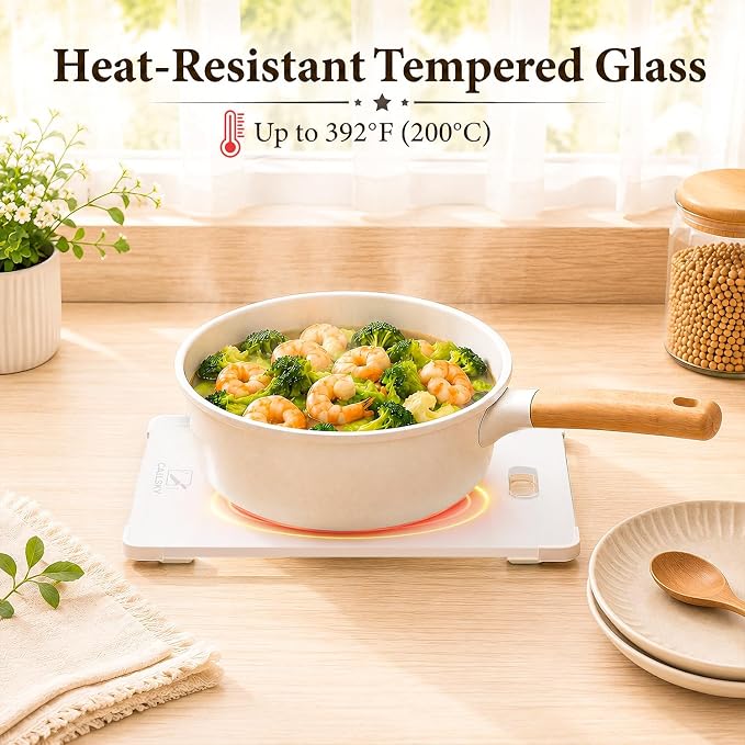 12x8 White Tempered Glass Small Cutting Board for Kitchen Countertop | Non-Slip Corner Guards, Shatter-Resistant, Heat Resistant Non-Toxic Board