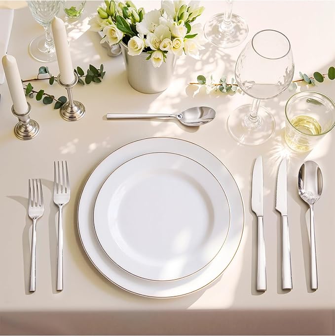 Silverware Set with Steak Knives, 48-Piece Forged Flatware Set Cutlery Set Premium Stainless Steel, Service for 8, for Kitchen, Home, Wedding, Party, Mirror Polished and Dishwasher Safe