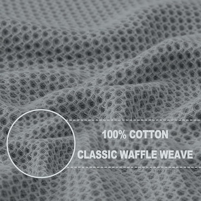 Homaxy 100% Cotton Waffle Weave Kitchen Dish Towels 4-Pack, Grey | 13 x 28 Inches, Ultra Soft Absorbent Dish Towels, Quick Drying Cleaning Towels