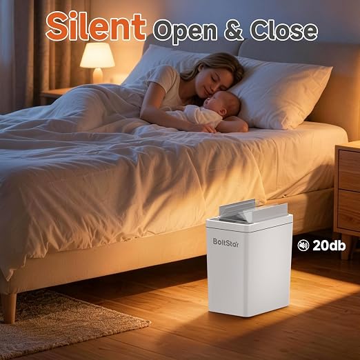 Solar Automatic Trash Can: 2 Pack 2.6 Gallon & 4 Gallon Motion Sensor Garbage Can, No Charging Required, Slim Smart Touchless Trash Bin with Lid for Bedroom, Living Room, Bathroom, Office, RV, White