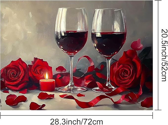 HOMETITUTE Romantic Rose Wine Stove Top Cover 28x20 Diatomite Mat