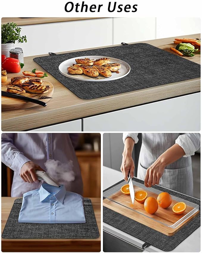 Stove Top Covers for Electric Stove 24x21 Inches, Vintage Black HeatResistant Glass Cooktop Protector, Farmhouse Retro Solid Color Linen Texture Ceramic Stovetop Countertop Covers Mat, Oven Cover