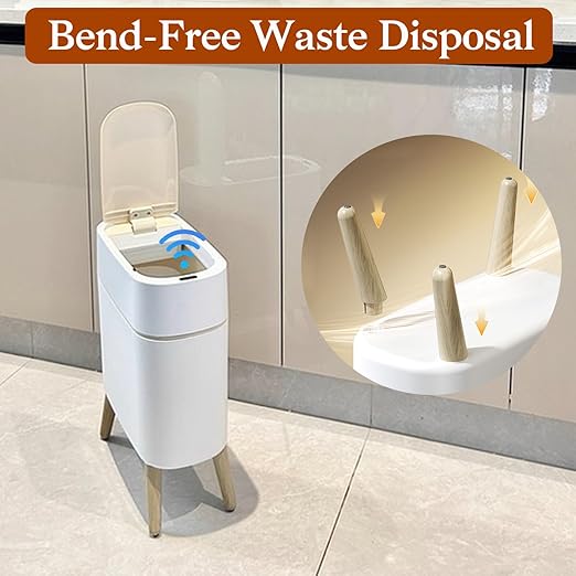 LALASTAR Small Bathroom Trash Can Automatic Touchless, Bathroom Garbage Can with a Lid, Motion Sensor trashcan for Bedroom, Kitchen, Office, 2.5 Gallon, White