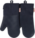 YUTAT Silicone Oven Mitts,High Heat Resistant Up to 500 Degrees,Waterproof Cooking Gloves with Soft Polyester Filling,Kitchen Potholder Set - Perfect for BBQ,Baking and Cooking,2 Pcs Set(Deep Blue)