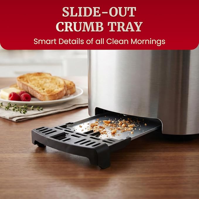 Elite Gourmet ECT2470 2-Slice Automatic Toaster, Stainless Steel | Motorized, No-Lever Digital Touchscreen, 6 Browning Levels, Bagel, Defrost & Reheat, Extra-Wide Slots