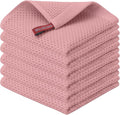 Kitinjoy 100% Cotton Waffle 6-Pack Kitchen Towels, 12" x 12", Dried Roses | Ultra Absorbent, Super Soft, lightweight, Quick Drying Dish Rags for Washing Dishes