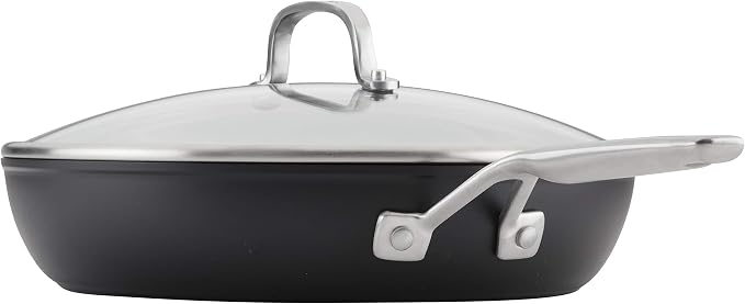 KitchenAid Hard-Anodized Induction Nonstick Frying Pan with Lid, 12.25-Inch, Matte Black