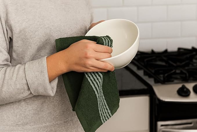Dark Forest Green Kitchen Hand Dish Towels: Oversized 18" x 28",100% Cotton Soft Absorbent Dish Cloths for Cleaning Drying Set of 3 Multipurpose for Everyday Use