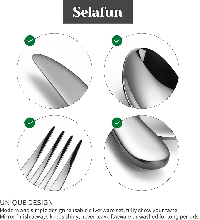 4-Piece Travel Set with Case - Portable Silverware Utensils - Stainless Steel Reusable Flatware - Cutlery Set for Camping, Picnic, Hiking, Office - Dishwasher Safe