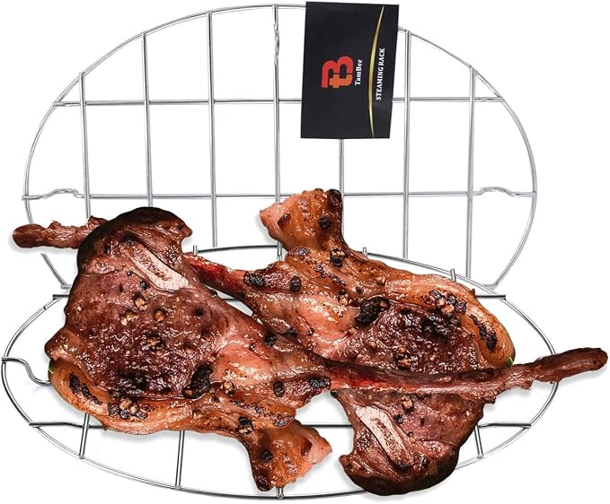 Oval Roasting Cooling Rack 9.8x6.7 Inch Baking Broiling Rack | 304 Stainless Steel Cookware 0.8 Inch heigh Thick Version 2PCS for Party Turkey Dinner Steak
