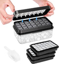 Ice Cube Tray with Lid and Bin, Easy Release 84 Cubes for Freezer | Food-grade BPA-free PP and ABS. Ice cubes for fruit, cocktails, iced coffee. Space-saving stackable with scoop