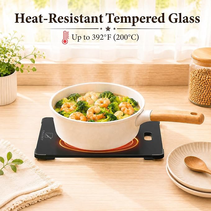 12x8 Black Tempered Glass Small Cutting Board for Kitchen Countertop | Non-Slip Corner Guards, Shatter-Resistant, Heat Resistant Non-Toxic Board