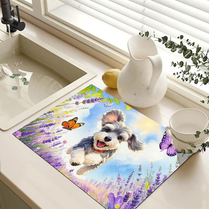 HOMETITUTE Spring Stove Top Cover 28x20 Puppy Butterfly Heat Resistant