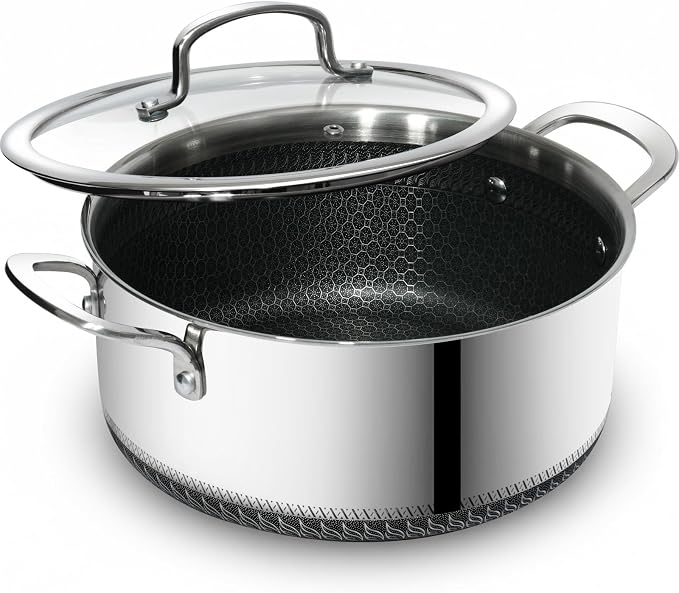 USELUCK Nonstick 5-QT Saucepan with Glass Lid,Stainless Steel Pot