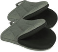 Goldmeet Mini Oven Mitts 2-Pack, 7"x5.5", 500°F Silicone Grip, Gray | Non-Slip, Heat Resistant, Machine Washable, Hanging Loop, Fits Small Hands, for Baking Grilling BBQ Cooking