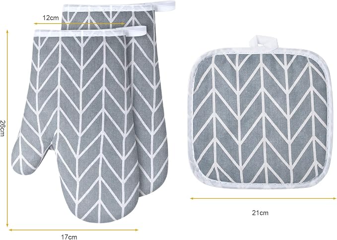AUAUY Oven Mitts and Pot Holders 6PCS Set, 392°F Heat Resistant BBQ Gloves | Cooking Gloves and Hot Pads Baking Mittens, Top Kitchen Gadgets, Non-Slip Kitchen Mittens for Oven Cooking Baking Grilling