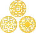 ME.FAN Trivets for Dishes/Pots/Pans, 3 Pcs Silicone Mats, Flexible/Durable/Non Slip Hot Pads to Protect Table and Counter Top (Yellow)