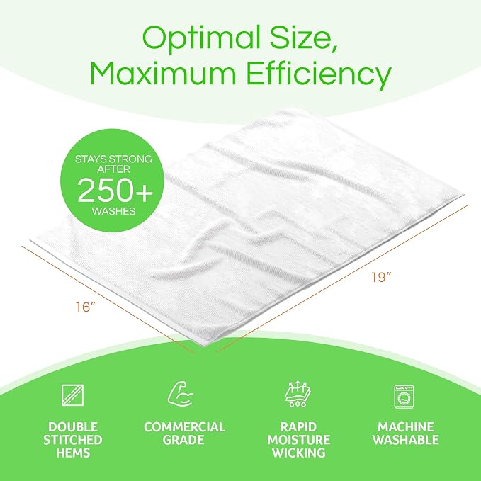 Towels N More 24-Pk 16x19 30 Oz. Absorbent Cotton Kitchen Bar Mop Towels | Reusable Kitchen Cleaning Towels for Chef, Cook, Home, Restaurant & Bar. Highly Absorbent, Multi-Purpose Cotton Towels