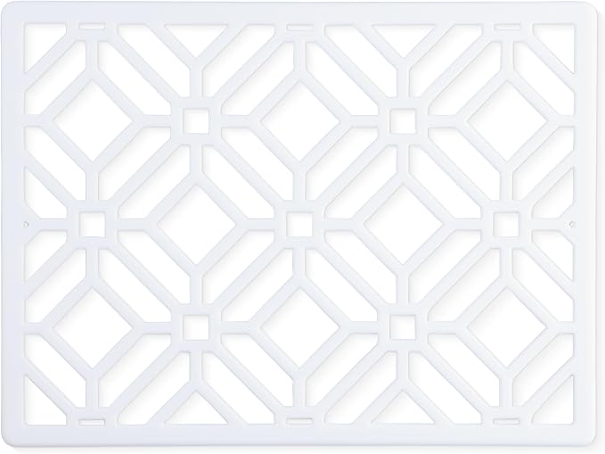 GASARÉ, Extra Large, Thick, Silicone Trivet for Hot Dishes, Pots, and Pans, Heat Resistant Mat for Countertop, Hot Pad for Kitchen, Easy to Clean, 16 x 12 x 3/8 Inches, (White, Geometric)