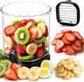 Hendiy Strawberry Slicer, Black, 1-Pack | Stainless Steel Blades, Egg & Fruit Slicer Cup, For Banana, Cucumber, Mushroom, ABS Detachable, Precision Berry Cutter Tool