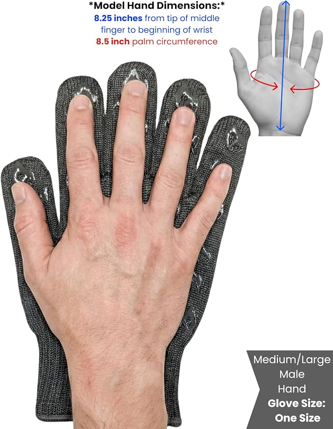 Oven Gloves with Fingers - 932°F Extreme Heat Proof and Cut Resistant Mitts for Kitchen, BBQ, Grill, Baking, Fire Pit - EN407 Certified with Non-Slip Silicone Grip and Cotton Lined for Comfort