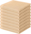Homaxy 100% Cotton Waffle Weave Kitchen Dish Cloths 8-Pack, Apricot | 12 x 12 Inches, Ultra Soft Absorbent Dish Towels, Quick Drying Dish Rags with Hanging Loop