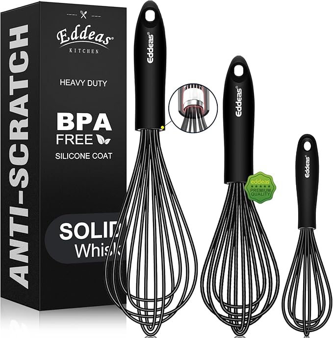 Whisks For Cooking Up To 500°F Silicone Whisk tool Non-Scratch | 500 °F Heat Resistant,Heavy Duty,Non-Scratch Balloon Kitchen Wisking Wisk tool Set, for Blending, Dishwasher Safe