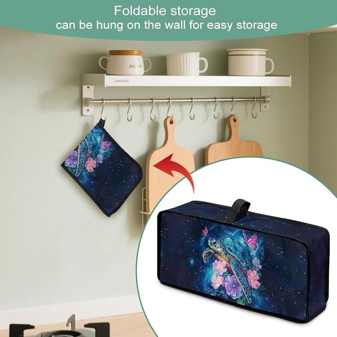 ZDCUSTOM Hibiscus Floral Sea Turle Slim Toaster Cover Fits for Most Standard 2 Slice Long Slot Toasters, Keep Kitchen Small Appliance Clean from Dust and Fingerprint